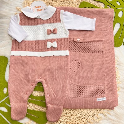  Saída de Maternidade Joana - Rosê Manta Coração Dois Laços